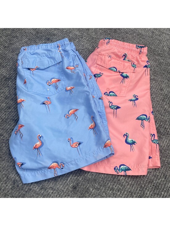 Club Room Other - Lot Of 2 Club Room Swim Trunks Lined Shorts Men M Blue Pink Flamingo AOP Pockets